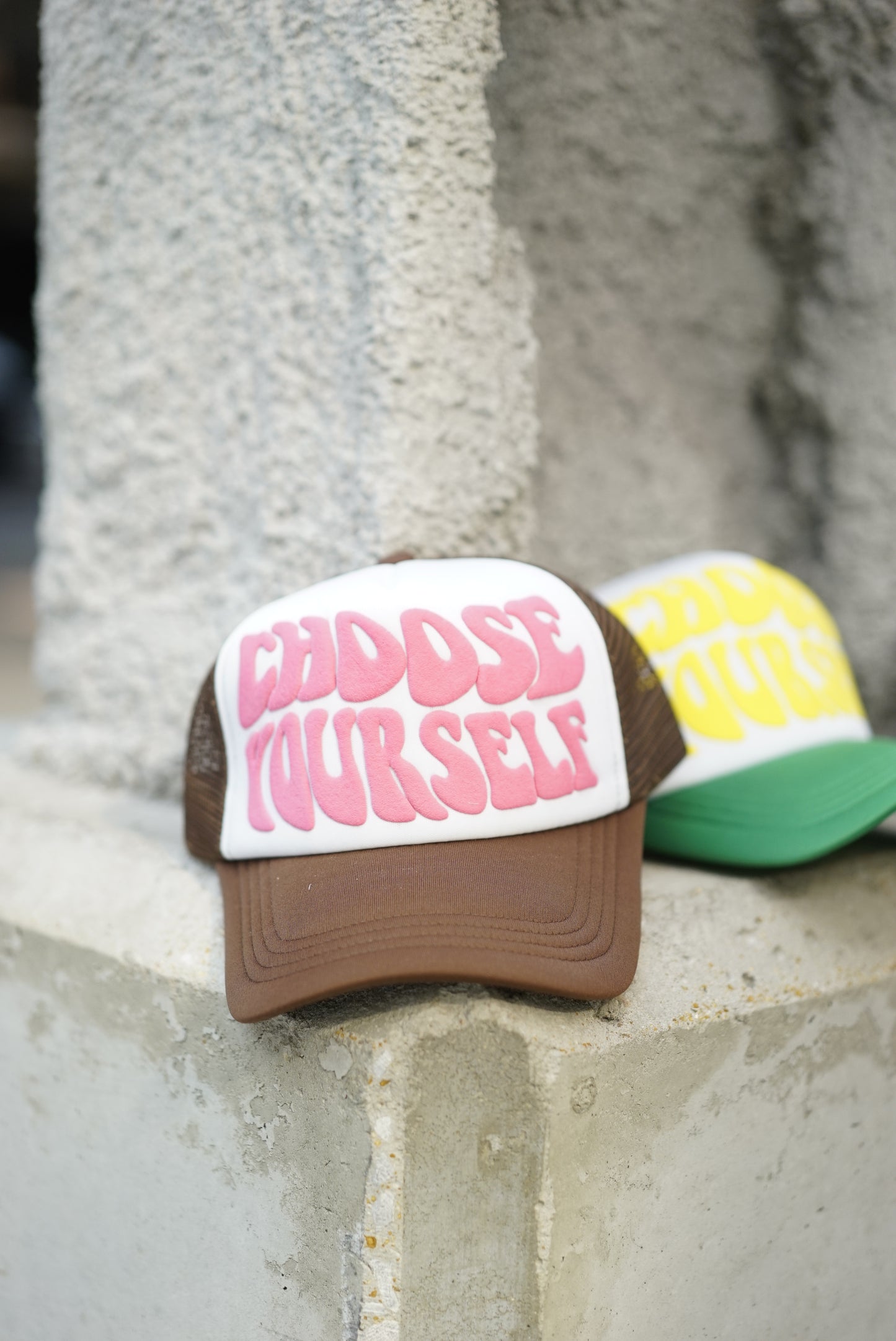 Choose Yourself Trucker Hat - Brown & Pink